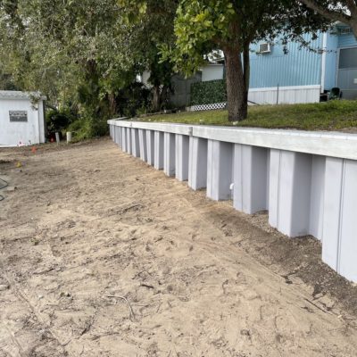 Brine marine of Tampa florida is building this retaining wal with composite cap