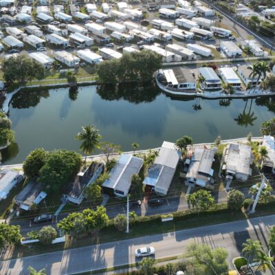 Miami Truline seawall around a pond on lime rock bed